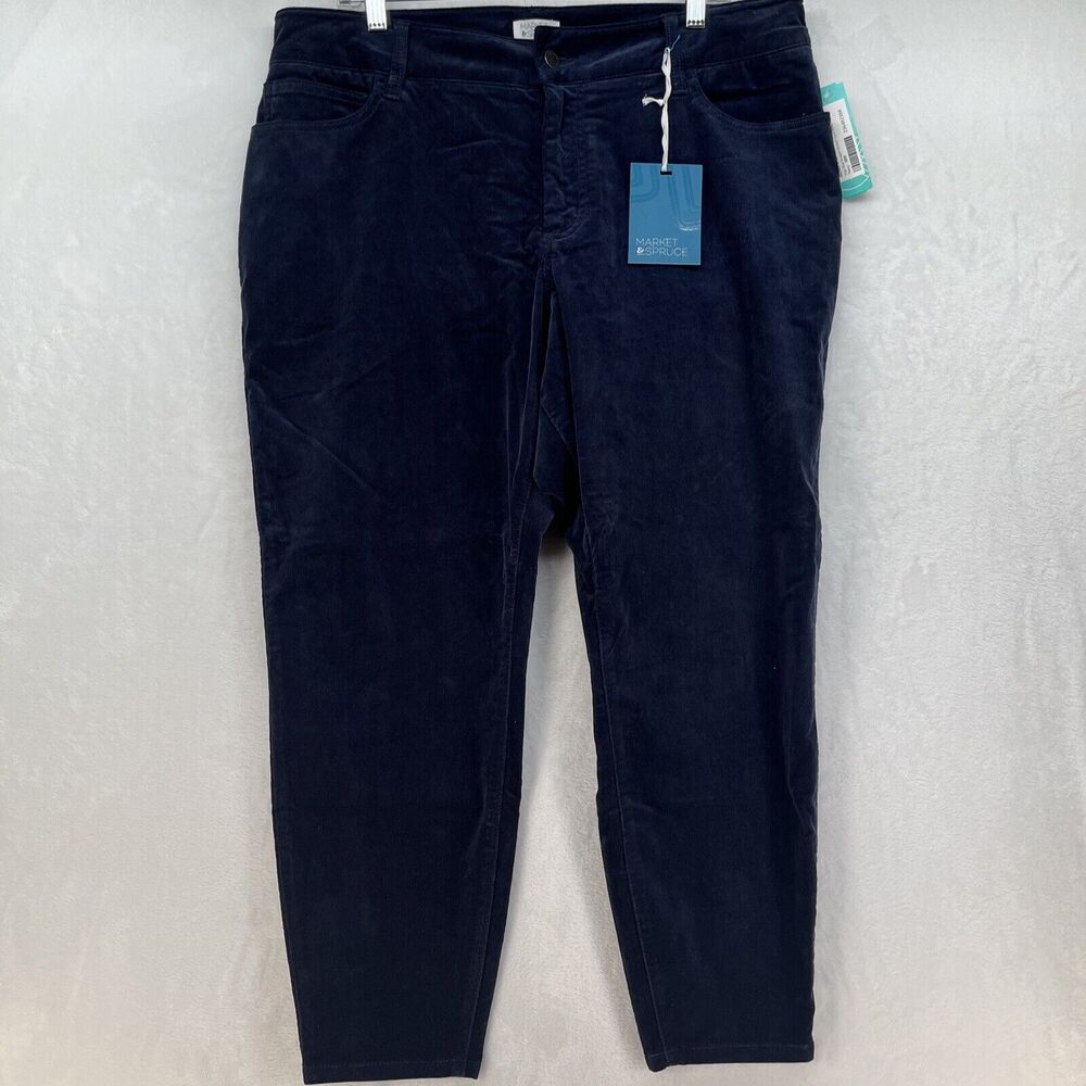 Market & Spruce High Rise Straight Corduroy Ankle Pant Women’s Sz 18W Navy Fall